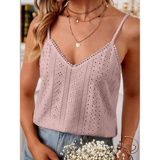 Eyelet Lace Detail V-Neck Cami