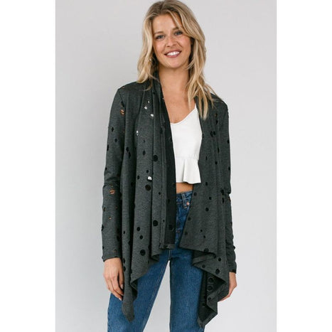 DISTRESSED CASCADE CARDIGAN