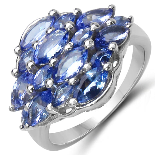 Bids.com 2.48 Carat Genuine Tanzanite .925 Sterling Silver Ring Rings