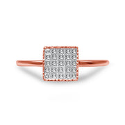 Bids.com 10K Rose Gold 1/3 Cttw Invisible Set Princess Cut Diamond Composite Square Shape Ring for Women (H-I color, I1-I2 clarity) - Size 7 Rings