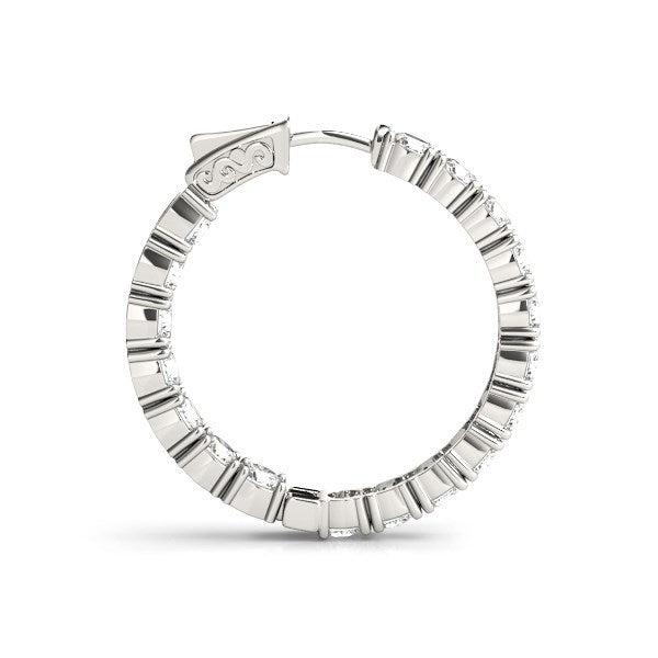 Bids.com 14k White Gold Two Sided Prong Set Diamond Hoop Earrings (3 1/2 cttw) Earrings