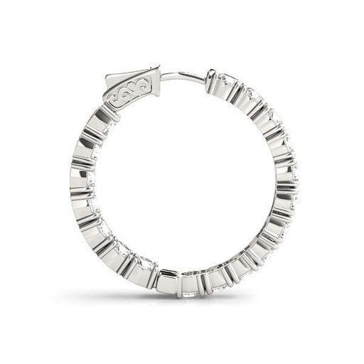 Bids.com 14k White Gold Two Sided Prong Set Diamond Hoop Earrings (3 1/2 cttw) Earrings