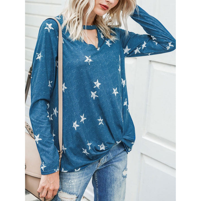 Cutout Round Neck Long Sleeve T-Shirt