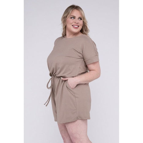 Plus Brushed DTY Romper with Pockets