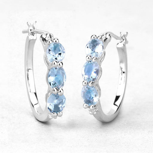 Bids.com 1.75 Carat Genuine Aquamarine and White Diamond .925 Sterling Silver Earrings Earrings
