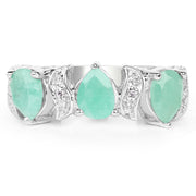 Bids.com 1.87 Carat Genuine Emerald and White Topaz .925 Sterling Silver Ring Rings