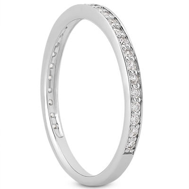 Bids.com 14k White Gold Micro-pave Diamond Wedding Ring Band Set 3/4 Around Rings