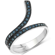 Bids.com 0.46 Carat Genuine Blue Diamond .925 Sterling Silver Ring Rings