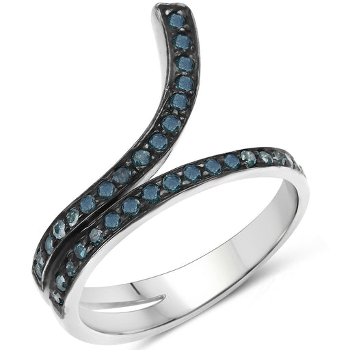 Bids.com 0.46 Carat Genuine Blue Diamond .925 Sterling Silver Ring Rings