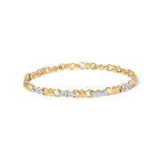 Bids.com 10k Yellow Gold 1/3 Cttw Diamond 3 Stone and X-Link Bracelet (I-J Color, I1-I2 Clarity) - 7.50" Inches Bracelets