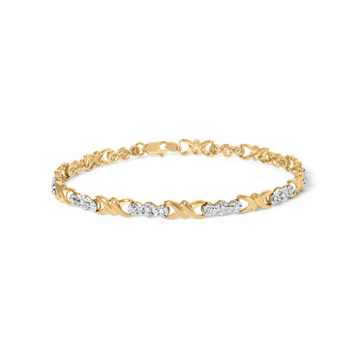 Bids.com 10k Yellow Gold 1/3 Cttw Diamond 3 Stone and X-Link Bracelet (I-J Color, I1-I2 Clarity) - 7.50" Inches Bracelets