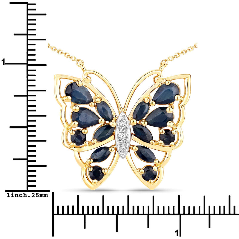Bids.com 2.94 Carat Genuine Blue Sapphire and White Zircon .925 Sterling Silver Necklace Necklaces