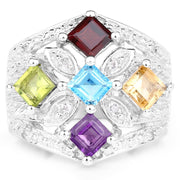 Bids.com 1.67 Carat Genuine Multi Stone .925 Sterling Silver Ring Rings