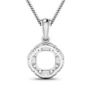 Bids.com 0.09 Carat Genuine White Diamond 14K White Gold Semi Mount Pendant - holds 8x8mm Cushion Gemstone Pendants