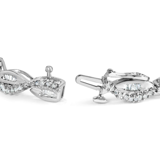 Bids.com 14K White Gold 2.00 Cttw Diamond Swirl and Pear Shape Link Bracelet (I-J Color, I2-I3 Clarity) - 7" Bracelets