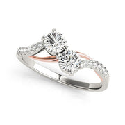 Bids.com Two Stone Diamond Ring with Curved Band in 14k White And Rose Gold (5/8 cttw) Rings
