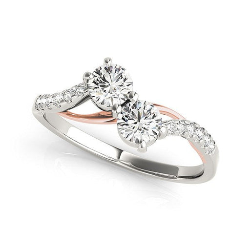 Bids.com Two Stone Diamond Ring with Curved Band in 14k White And Rose Gold (5/8 cttw) Rings