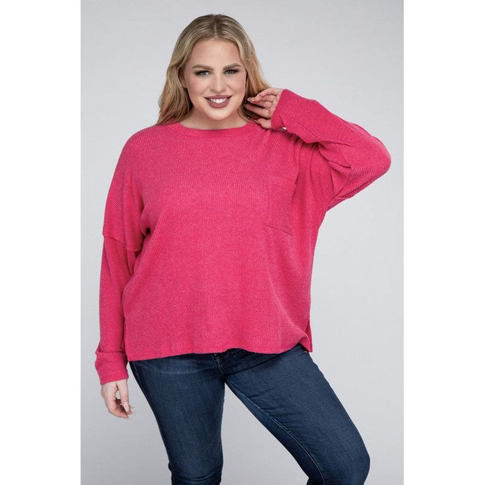 Plus Ribbed Brushed Melange Hacci Sweater