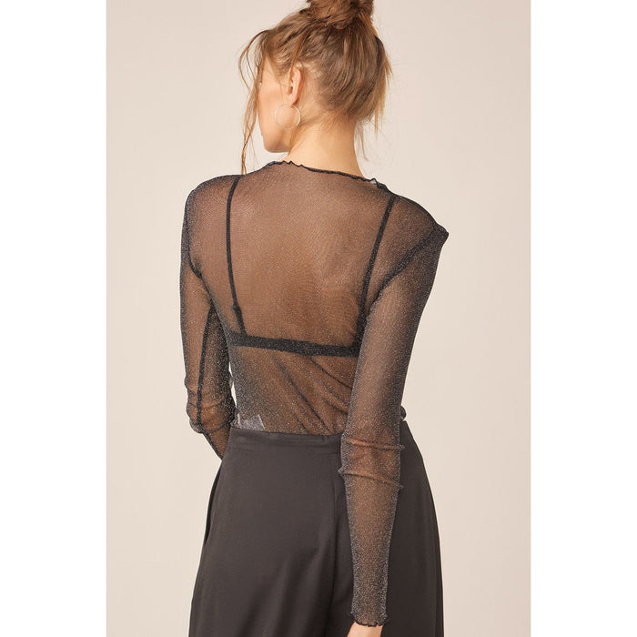 Idem Ditto Sparkling Glitter Long Sleeve Sheer Top