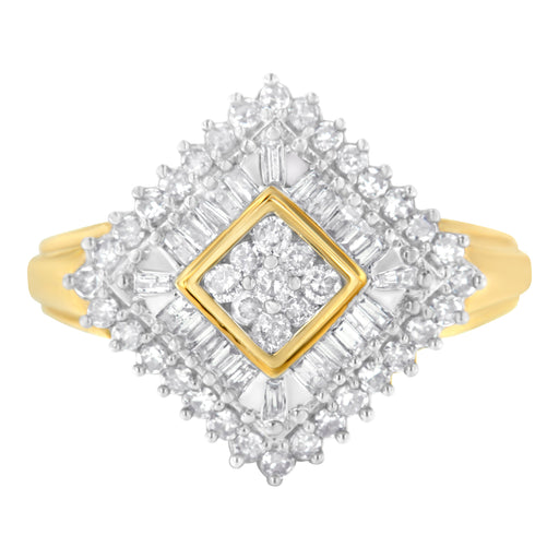 Bids.com 10K Yellow Gold Diamond Ballerina Ring (1 Cttw, I-J Color, I1-I2 Clarity) - Size 7 Rings