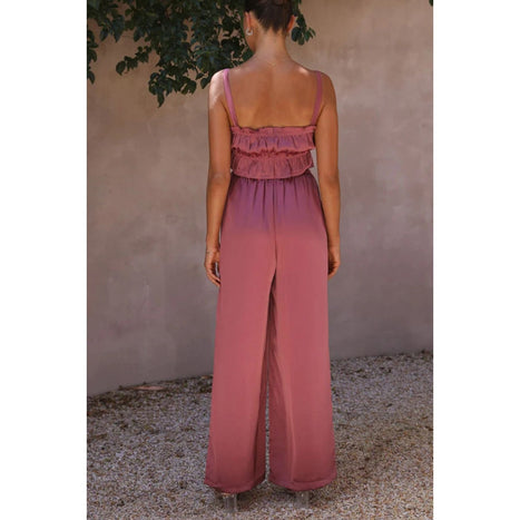 Ruffled Sleeveless Top and Wide Leg Pants Set