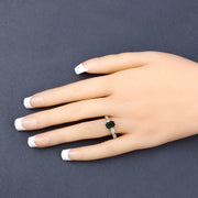 Bids.com 1.19 Carat Genuine Green Tourmaline and White Diamond 14K White Gold Ring Rings