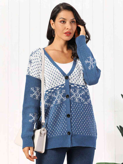 Snowflake Button Down Cardigan by VYSN