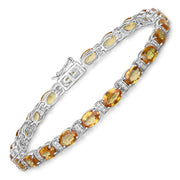 Bids.com 16.73 Carat Genuine Orange Sapphire and White Diamond 14K White Gold Bracelet Bracelets