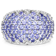Bids.com 3.01 Carat Genuine Tanzanite and White Diamond .925 Sterling Silver Ring Rings