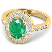 Bids.com 1.87 Carat Genuine Zambian Emerald and White Diamond 14K Yellow Gold Ring Rings