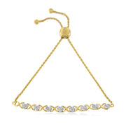 Bids.com 10K Yellow Gold over .925 Sterling Silver 1/10 Cttw Diamond Heart and X-Link 6â€-9â€ Adjustable Bolo Bracelet (H-I Color, I2-I3 Clarity) Bracelets