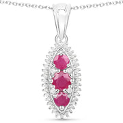 Bids.com 4.32 Carat Genuine Ruby and White Topaz .925 Sterling Silver 3 Piece Jewelry Set (Ring, Earrings, and Pendant w/ Chain) Jewelry Sets