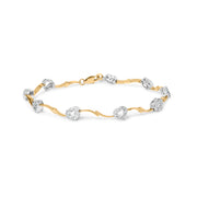 Bids.com 10k Two-Tone Gold 1/3 Cttw Diamond Pave Set Heart S-Link 7.25" Bracelet (I-J Color, I2-I3 Clarity) Bracelets