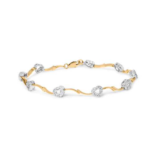 Bids.com 10k Two-Tone Gold 1/3 Cttw Diamond Pave Set Heart S-Link 7.25" Bracelet (I-J Color, I2-I3 Clarity) Bracelets