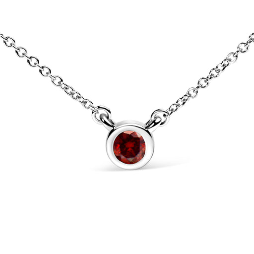 Bids.com 14K White Gold 1/2 Cttw Red Lab Grown Diamond Bezel-Set Solitaire 18" Pendant Necklace (Red Color, VS1-VS2 Clarity) Necklaces