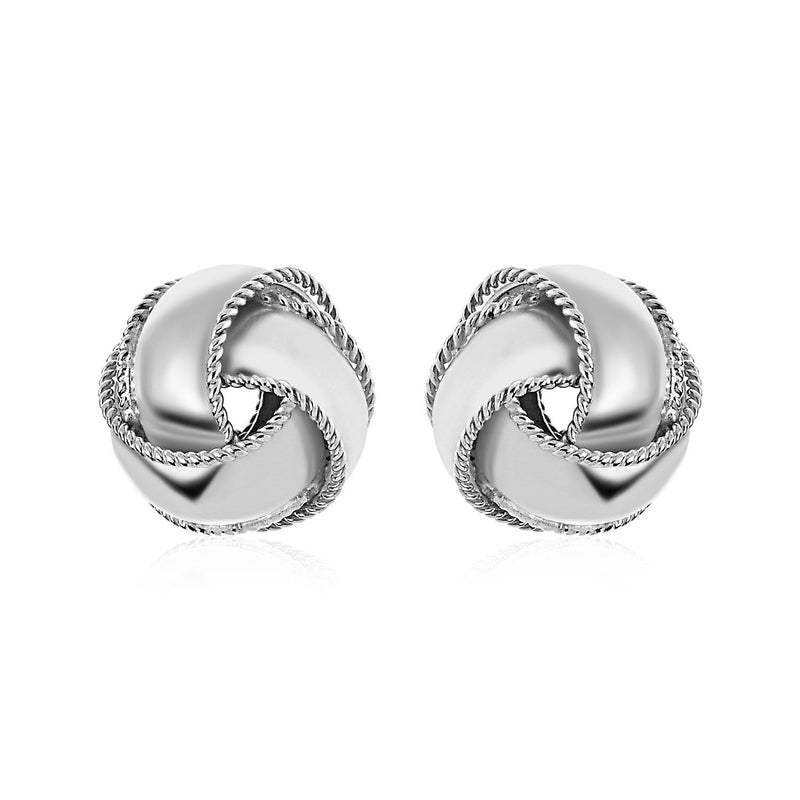 Bids.com Textured and Polished Love Knot Earrings in Sterling Silver Earrings