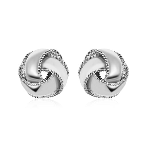 Bids.com Textured and Polished Love Knot Earrings in Sterling Silver Earrings
