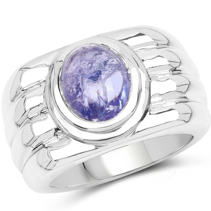 Bids.com 3.55 Carat Genuine Tanzanite .925 Sterling Silver Ring Rings