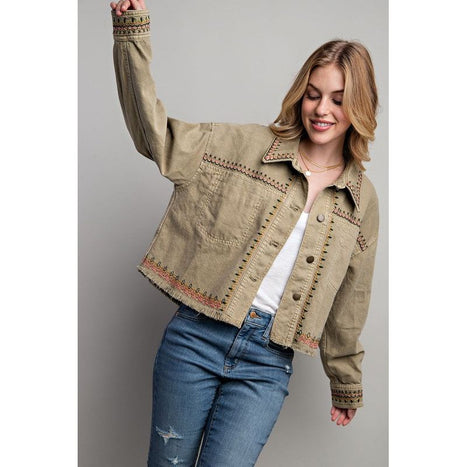 EMBROIDERED WASH COTTON JACKET