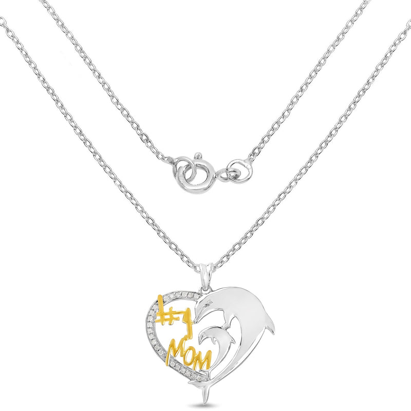 Bids.com Two Tone Plated 0.14 Carat Genuine White Diamond .925 Sterling Silver Pendant Pendants