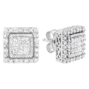 Bids.com 10K White Gold 1/2 cttw Invisible Set Princess-Cut Diamond Square Stud Earring (I-J Color, I1-I2 Clarity) Earrings