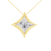 Bids.com 10K White Gold 1/10 Cttw Bezel Set Solitaire Princess Cut Diamond Kite Shaped Pendent Necklace - 18" Inches Necklaces