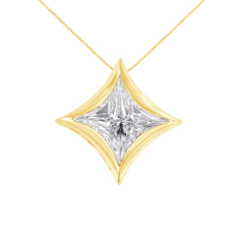 Bids.com 10K White Gold 1/10 Cttw Bezel Set Solitaire Princess Cut Diamond Kite Shaped Pendent Necklace - 18" Inches Necklaces