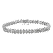 Bids.com .925 Sterling Silver 1.0 cttw Diamond "Arrow" Shape Tennis Link Bracelet (I-J Color, I3 Clarity) -7.25" Bracelets
