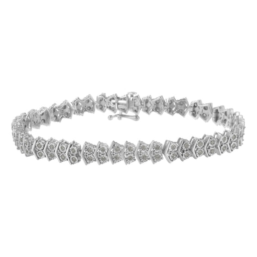 Bids.com .925 Sterling Silver 1.0 cttw Diamond "Arrow" Shape Tennis Link Bracelet (I-J Color, I3 Clarity) -7.25" Bracelets