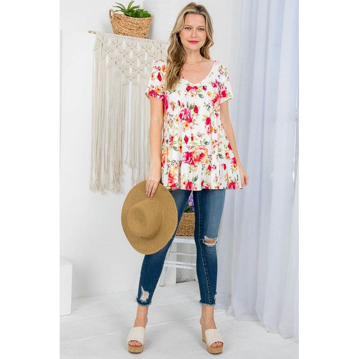 Plus Allover Floral Babydoll Top