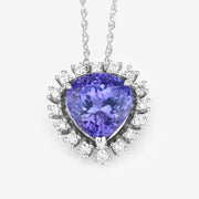 Bids.com 3.25 Carat Genuine Tanzanite and White Diamond 14K White Gold Pendant Pendants