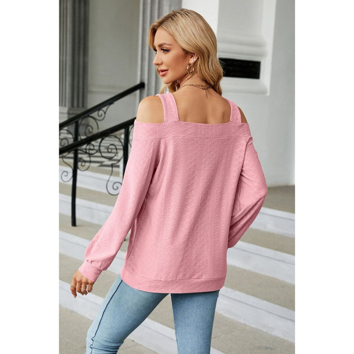 Cold Shoulder Square Neck Cutout Blouse