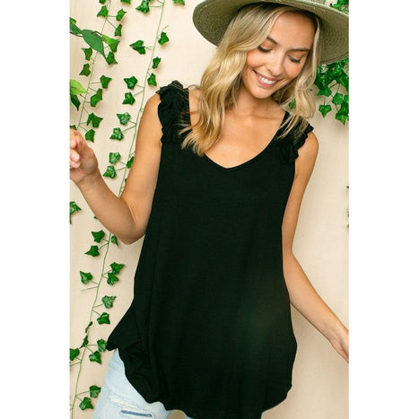 RUFFLED SOLID TANK TOP