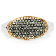 Bids.com 0.45 Carat Genuine Green Diamond and Yellow Diamond .925 Sterling Silver Ring Rings